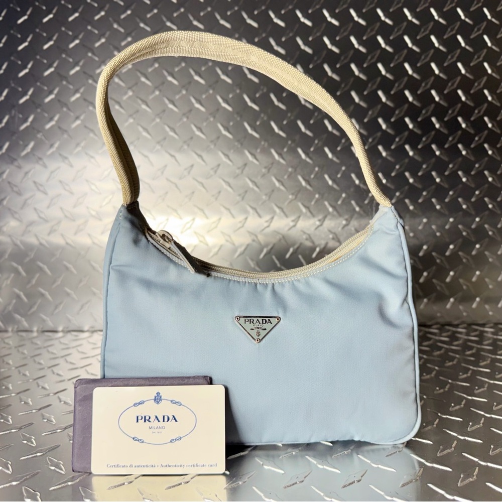 Prada Vintage Mini Nylon Tessuto Hobo in Blue - Picture 12 of 12